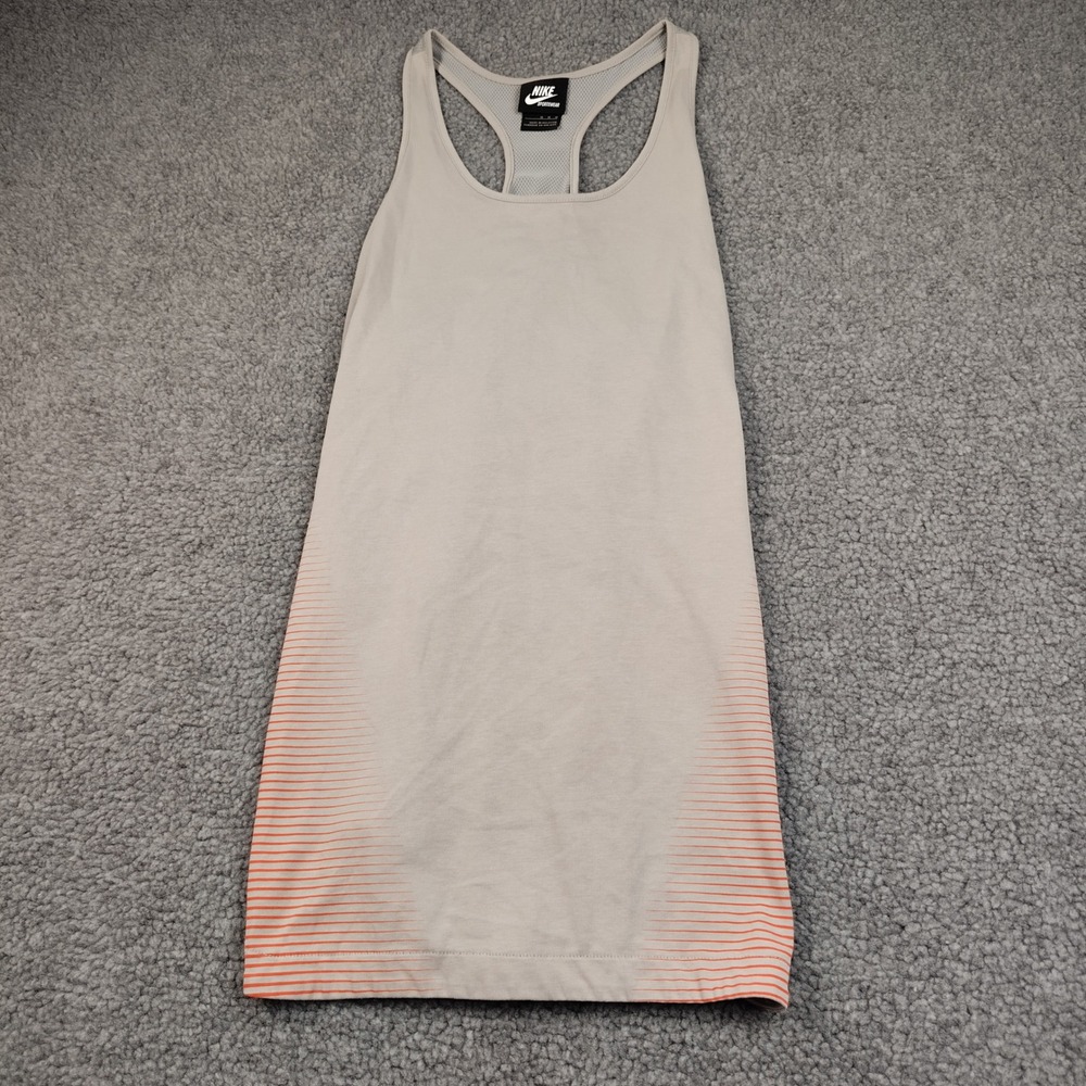Nike Tank Top Sz Medium Sportswear Racerback Grey Orange Mesh EUC